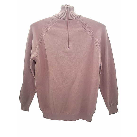 Vintage Designers Originals Pink Mauve Knit Long Sleeve Zip Back Turtle Neck Top - Picture 3 of 15